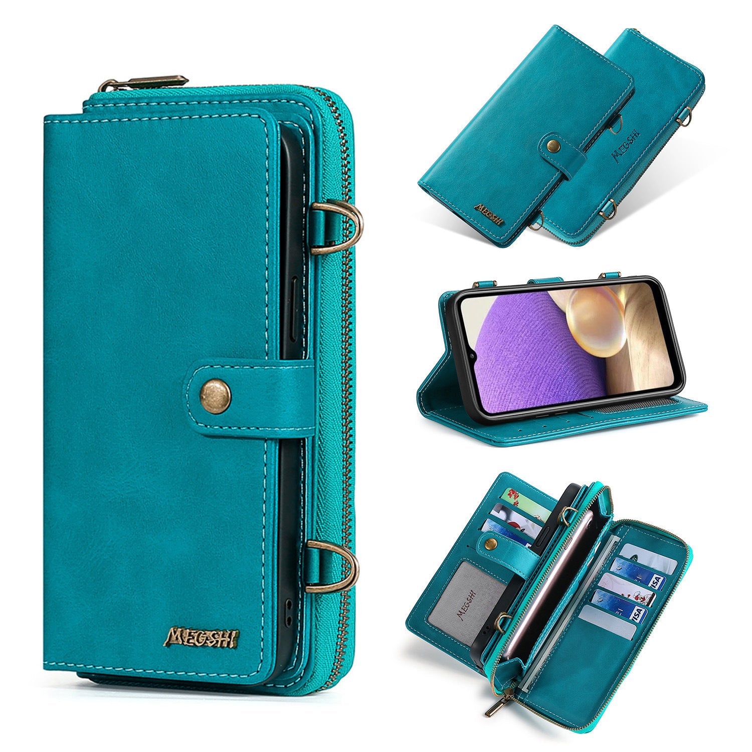 JMT-226698 Multi-Function Diagonal Mobile Phone Case Flip Holster in Solid Colors for Samsung Models