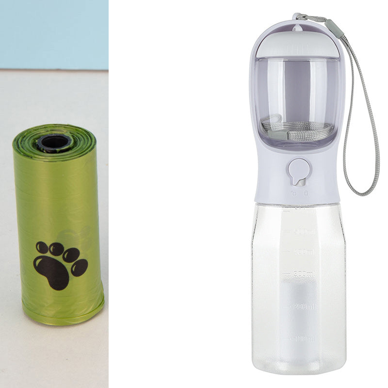 JMT-227338 3-in-1 Portable Pet Water Bottle and Food Feeder with Leak-proof Design and Poop Bag Dispenser