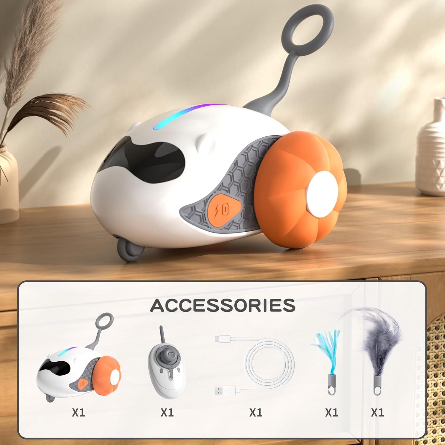 JMT-227466 Rechargeable Interactive Cat Toy with Joystick Remote Control for Indoor Cats – Automatic Moving Fun for All Breeds