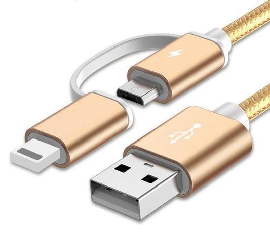JMT-227658 2 in 1 USB Type C and Micro USB Fast Charger Cable, 100cm Braided Cord for Select Huawei Models