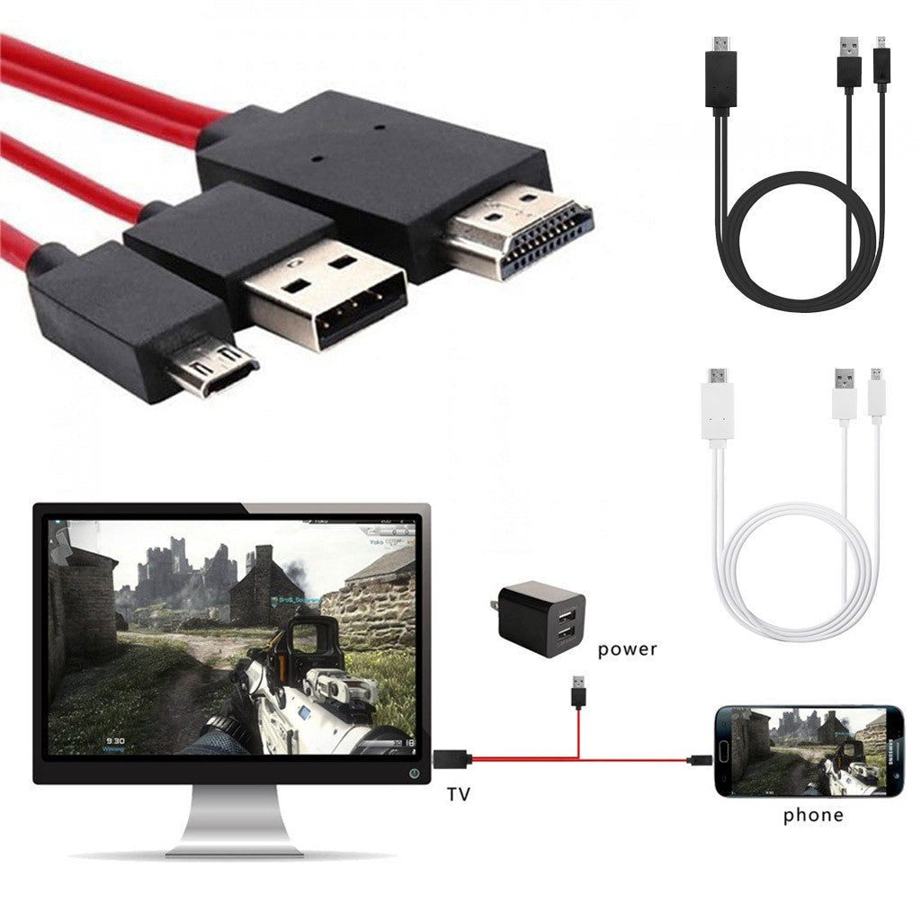 JMT-228490 2m HDMI Adapter Cable for Mobile Phone to TV HD Video Output - Available in White, Red, Black