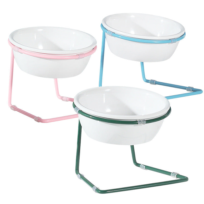 JMT-228490 Pet Dining Table with A5 Melamine Bowl and Iron Bracket - 345ml Capacity