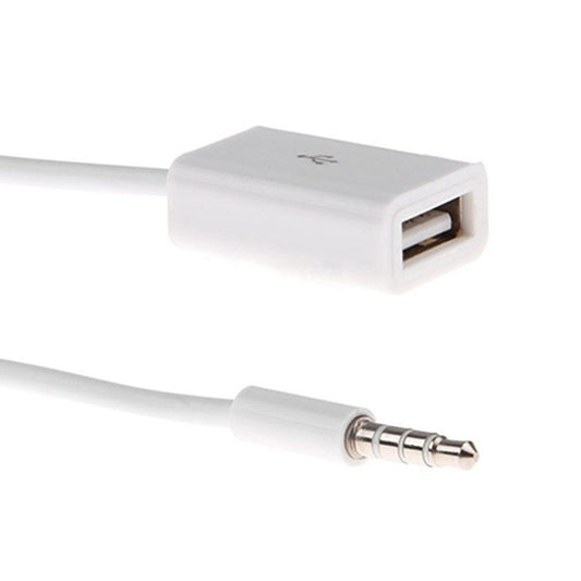 JMT-228490 USB to 3.5mm Male AUX Audio Cable for Vehicle Navigation and Music Playback, 14cm White