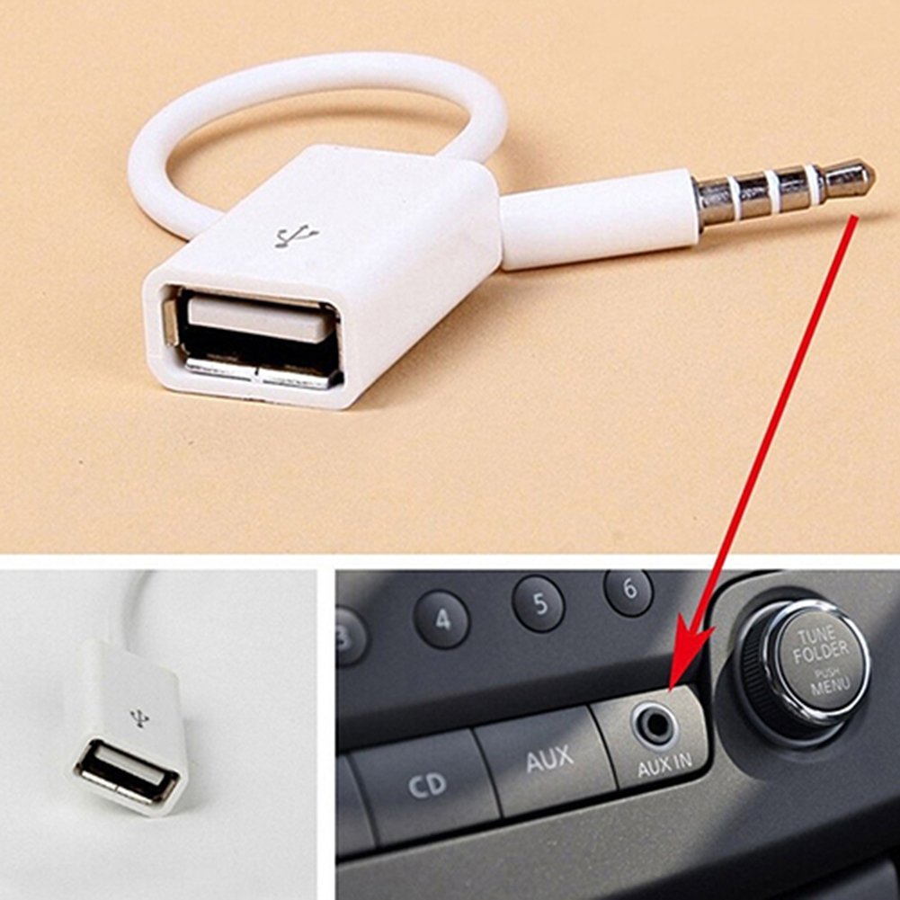 JMT-228490 USB to 3.5mm Male AUX Audio Cable for Vehicle Navigation and Music Playback, 14cm White