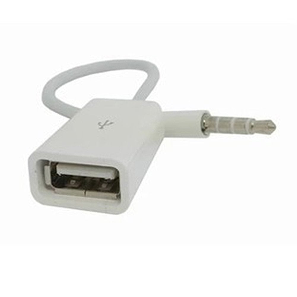 JMT-228490 USB to 3.5mm Male AUX Audio Cable for Vehicle Navigation and Music Playback, 14cm White