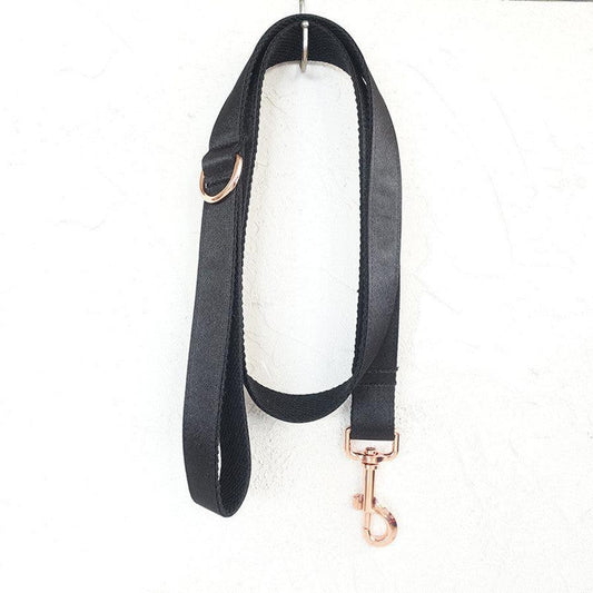 JMT-228810 Portable Polyester Dog Leash with Alloy Buckle - Non-Expandable, Available in XS to XL, Black