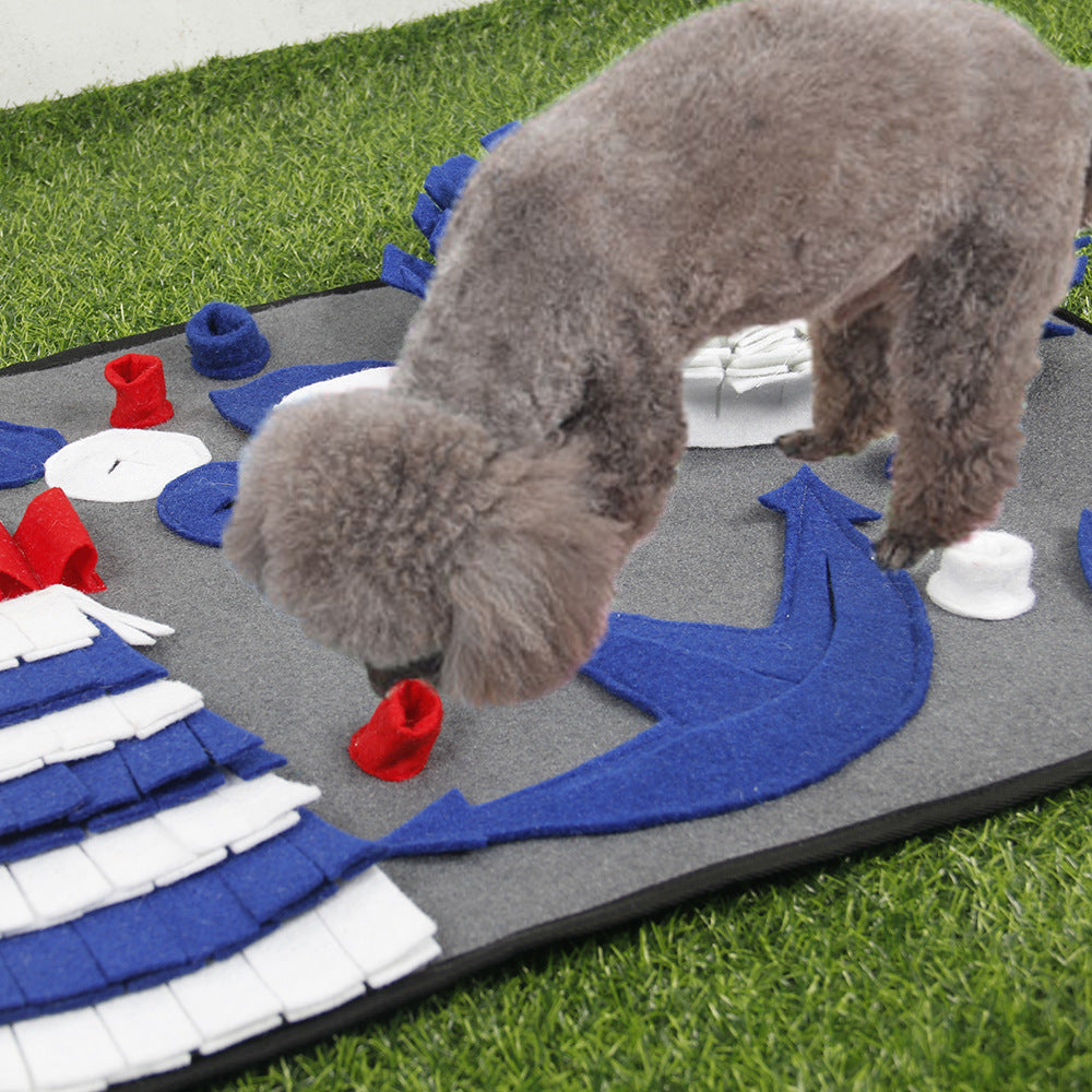JMT-229450 Anti-Choking and Stress Relief Training Blanket for Dogs and Cats - Snuffle Mat for Slow Feeding, Size S 50x70CM, Blue Polyester