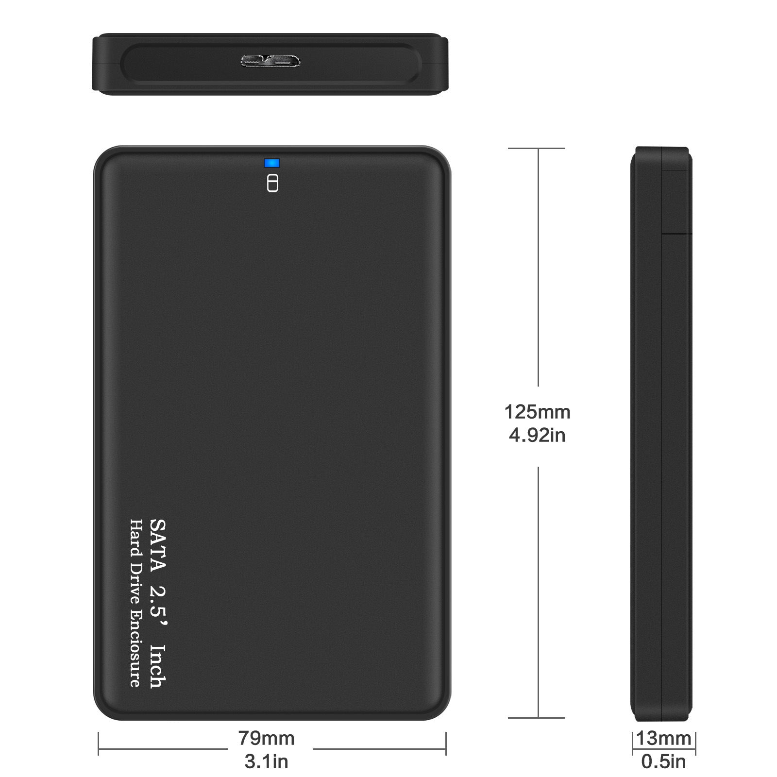 JMT-229578 2.5 Inch USB 3.0 External Hard Drive Enclosure for SATA SSD and Mechanical Drives, Supports Up to 2TB