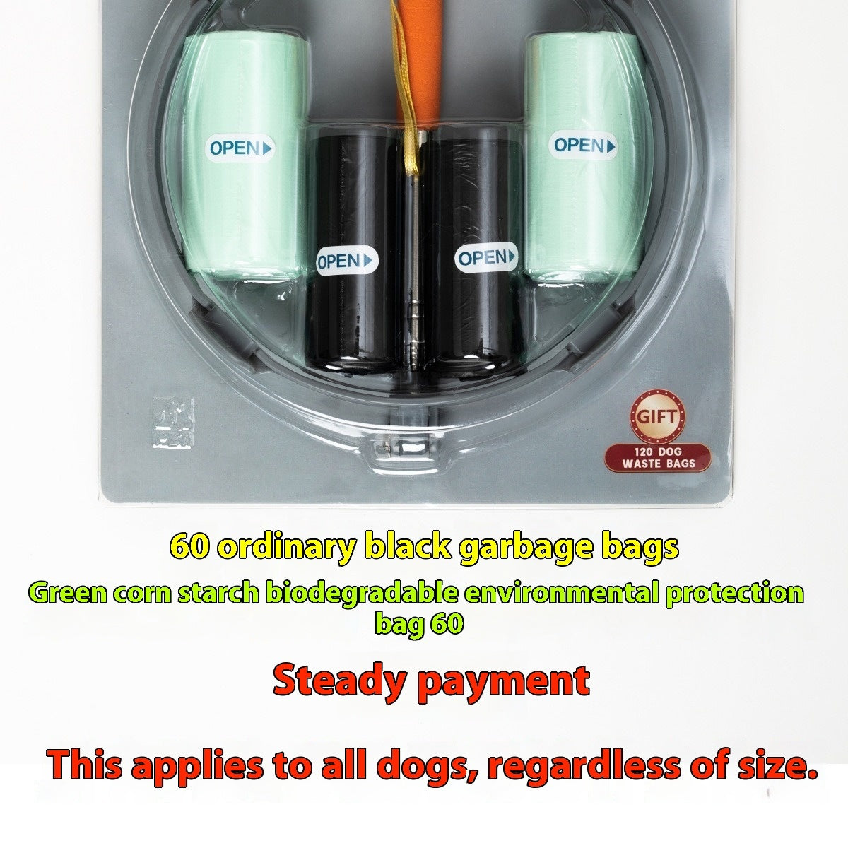 JMT-229706 Dog Pooper Scooper – Second Generation Bedpan with Free Eco-Friendly Bags and Dog Leash