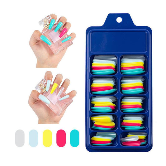 JMT-229770 Colorful Ballet Nail Set - 100 Nail Art Pieces in a Small Blue Box with Blister Packaging