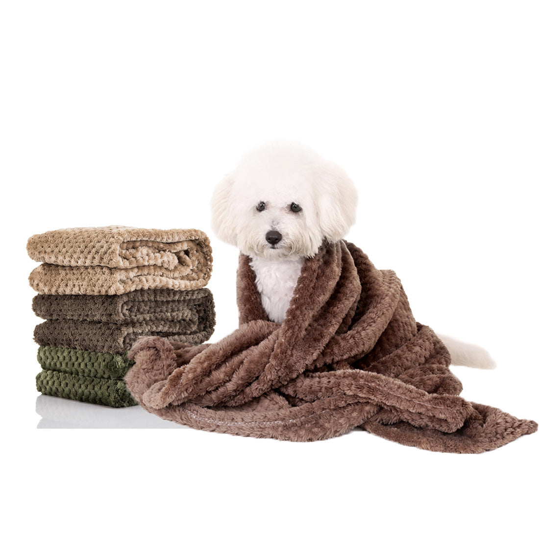 JMT-229770 Pure Cotton Flannel Pet Blanket - Casual Style in Brown, Green, Beige, 70x100 cm