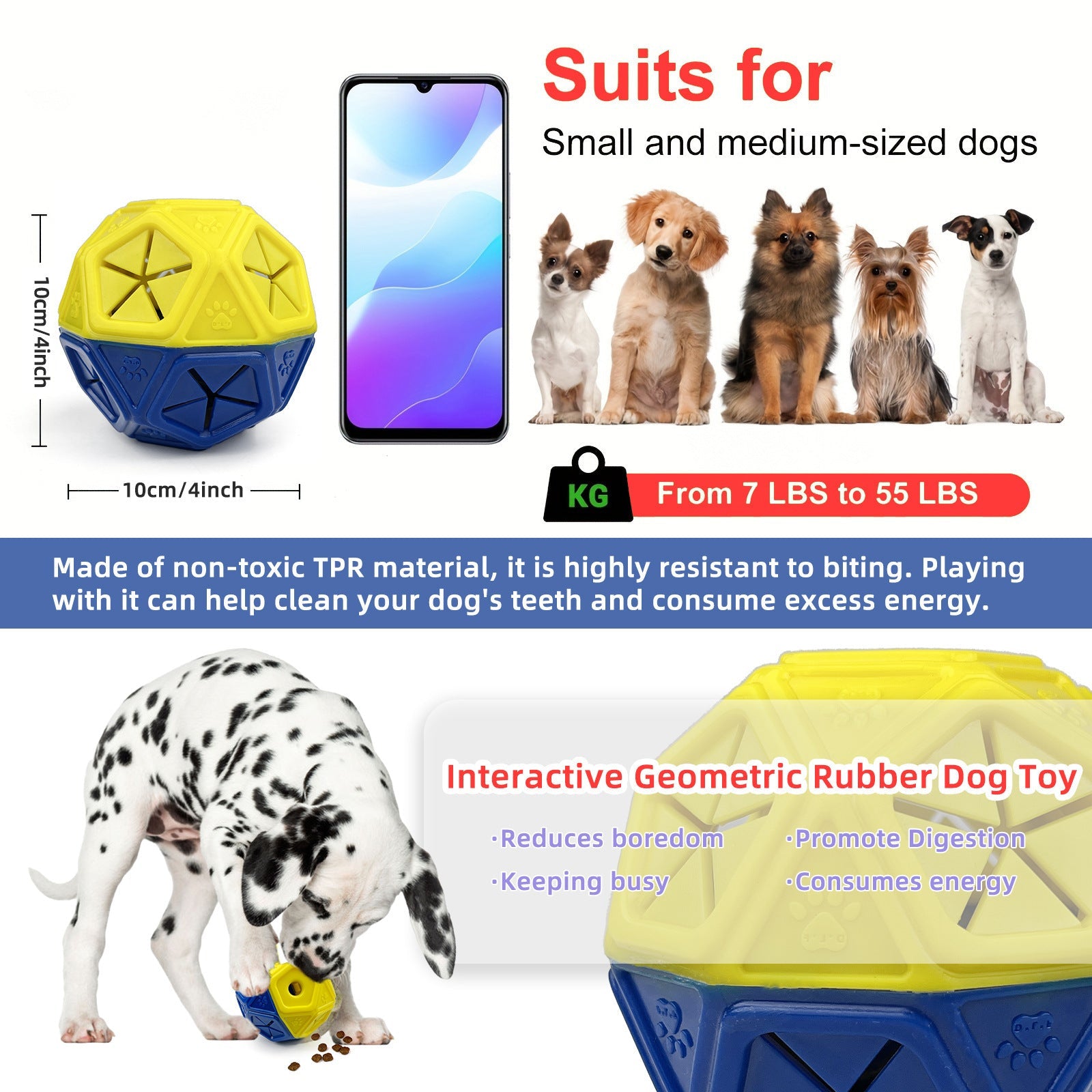 JMT-230602 Interactive Bite-Resistant Food Dispensing Ball for Dogs and Pets - Hollow Puzzle Toy for Indoor and Outdoor Use