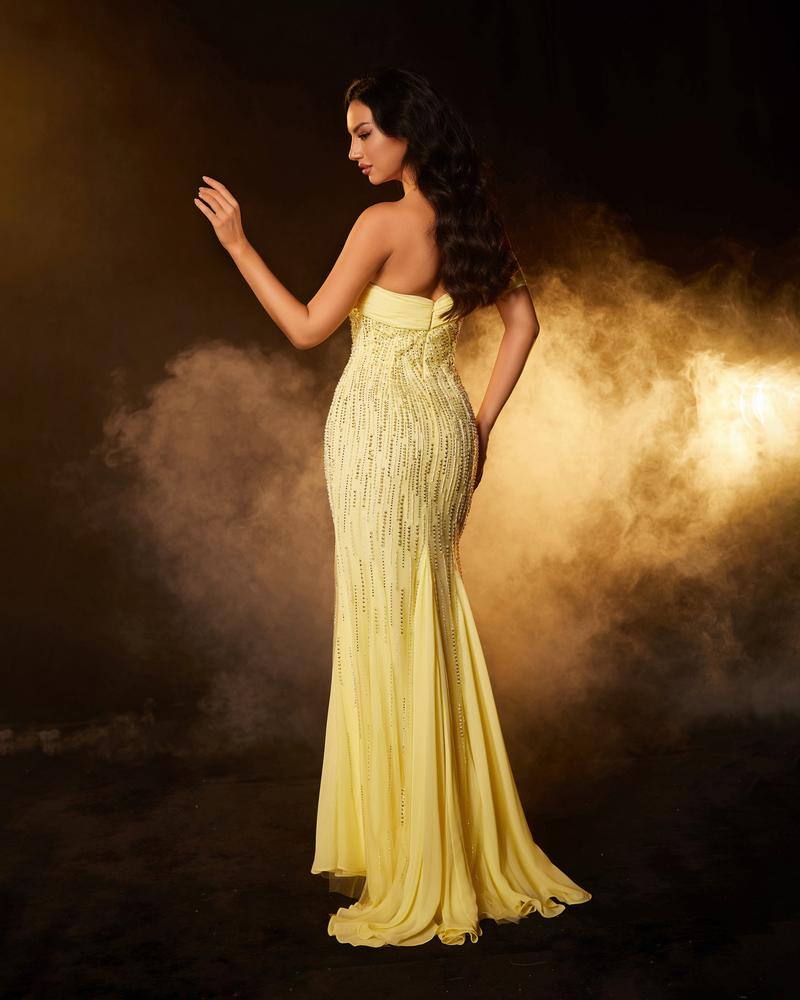 JMT-230858 Elegant Evening Dress for Women - Model SH0098 in Vibrant Yellow