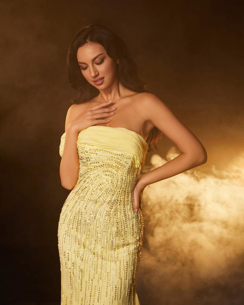 JMT-230858 Elegant Evening Dress for Women - Model SH0098 in Vibrant Yellow