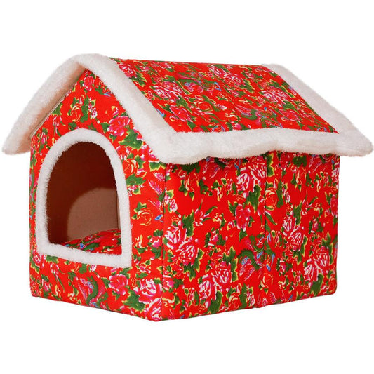 JMT-230922 Cozy Chinese Style Cat Nest for All Seasons - Spacious and Warm Closed Cat House