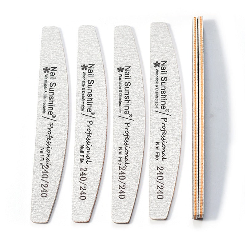 JMT-230922 Gray Half-Moon Nail File - Washable Non-Shedding Sanding Tool for Nail Care