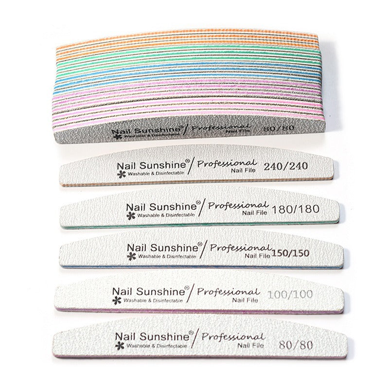 JMT-230922 Gray Half-Moon Nail File - Washable Non-Shedding Sanding Tool for Nail Care