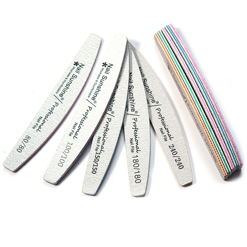 JMT-230922 Gray Half-Moon Nail File - Washable Non-Shedding Sanding Tool for Nail Care