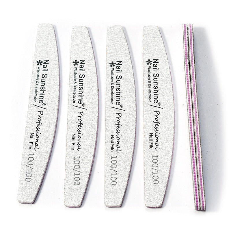 JMT-230922 Gray Half-Moon Nail File - Washable Non-Shedding Sanding Tool for Nail Care