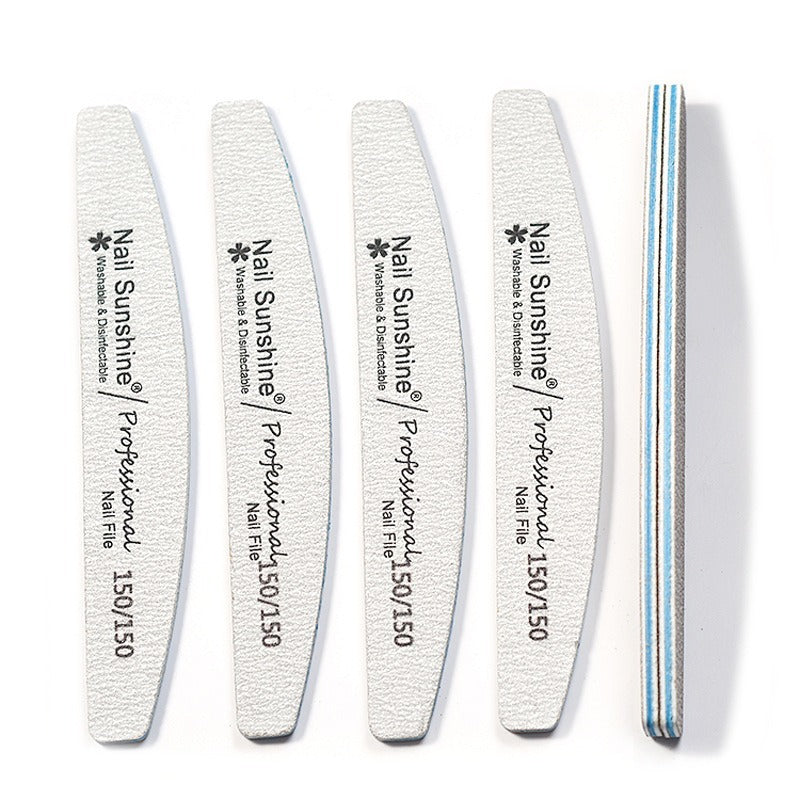 JMT-230922 Gray Half-Moon Nail File - Washable Non-Shedding Sanding Tool for Nail Care