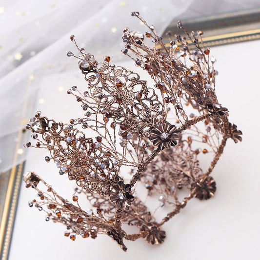 JMT-231306 Baroque Rhinestone Wedding Tiara - Elegant Gold Crown with Stunning Design