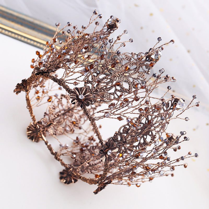 JMT-231306 Baroque Rhinestone Wedding Tiara - Elegant Gold Crown with Stunning Design