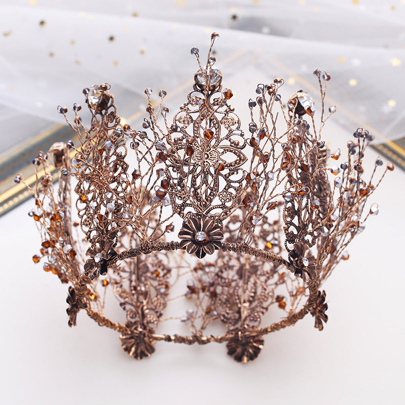 JMT-231306 Baroque Rhinestone Wedding Tiara - Elegant Gold Crown with Stunning Design