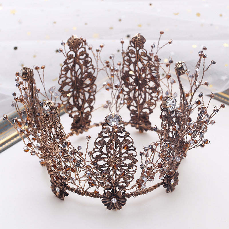 JMT-231306 Baroque Rhinestone Wedding Tiara - Elegant Gold Crown with Stunning Design