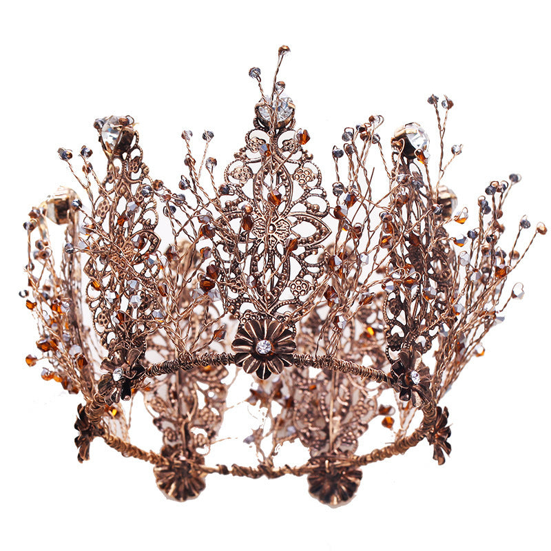 JMT-231306 Baroque Rhinestone Wedding Tiara - Elegant Gold Crown with Stunning Design