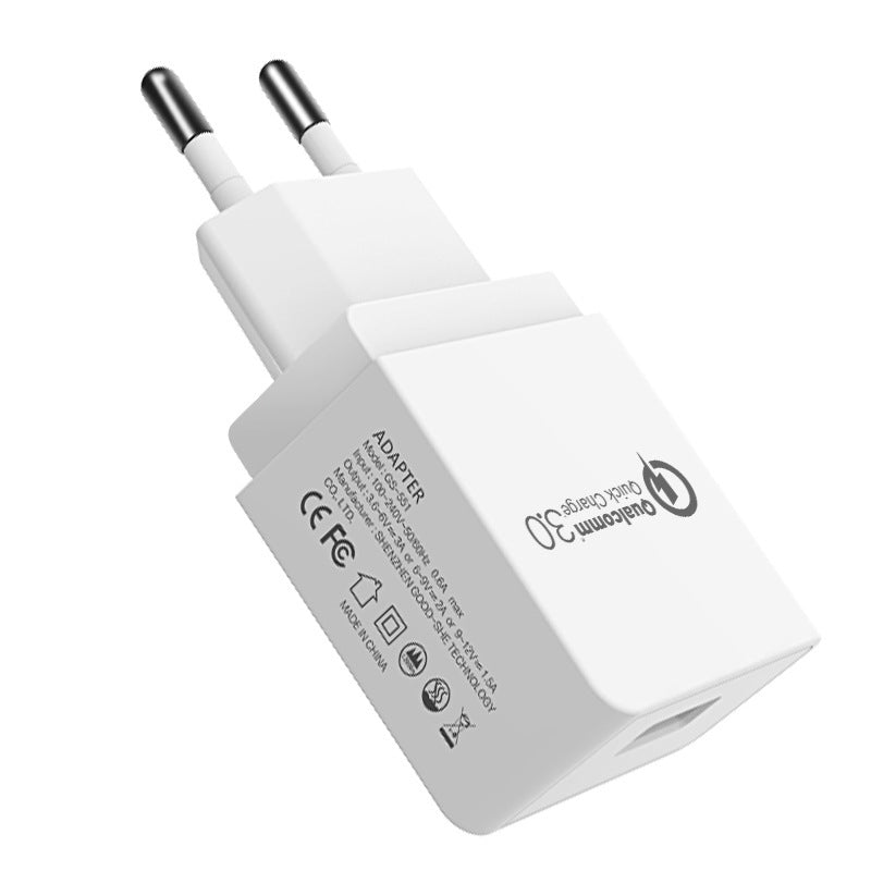JMT-231306 QC3.0 Fast Charger | Fireproof PC Material | AC100-240V Input | Dual Output 2.4A