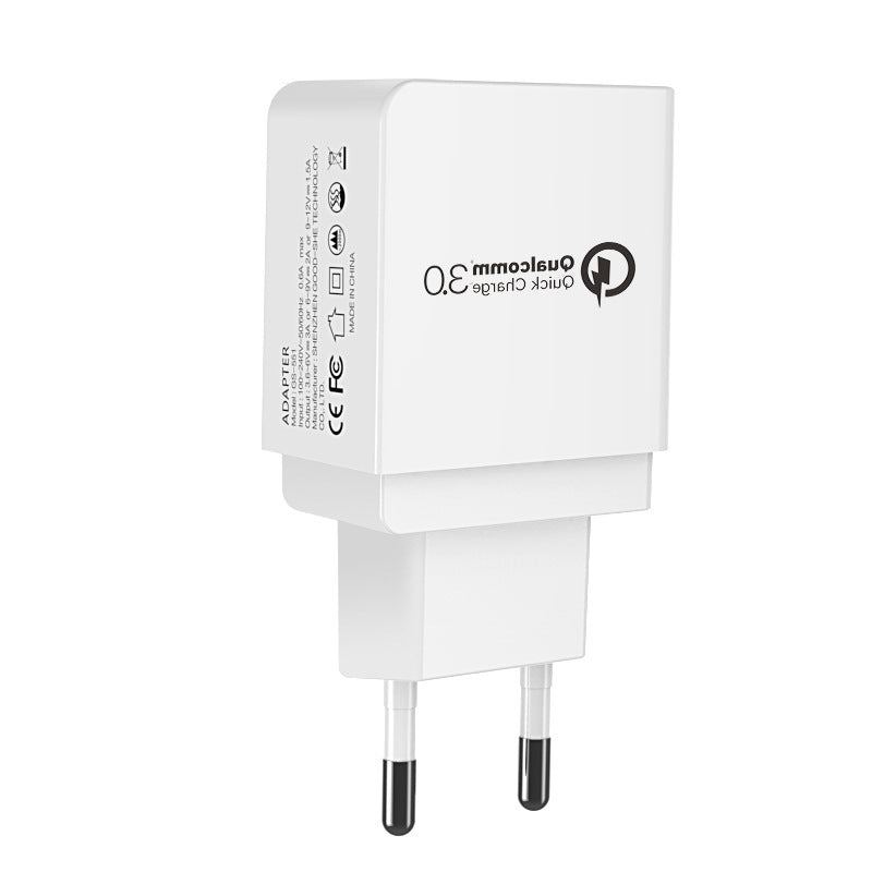 JMT-231306 QC3.0 Fast Charger | Fireproof PC Material | AC100-240V Input | Dual Output 2.4A