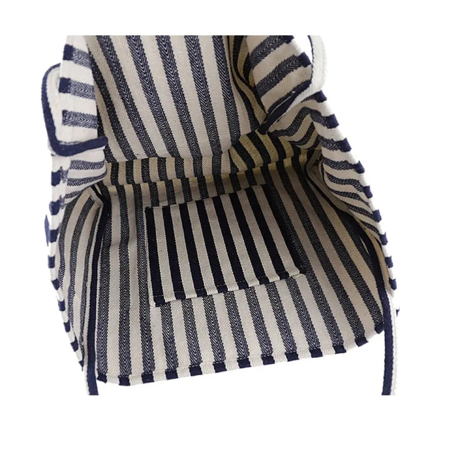 JMT-231306 Women's Striped Tote Bag – Casual Korean Handbag for Shopping and Everyday Use