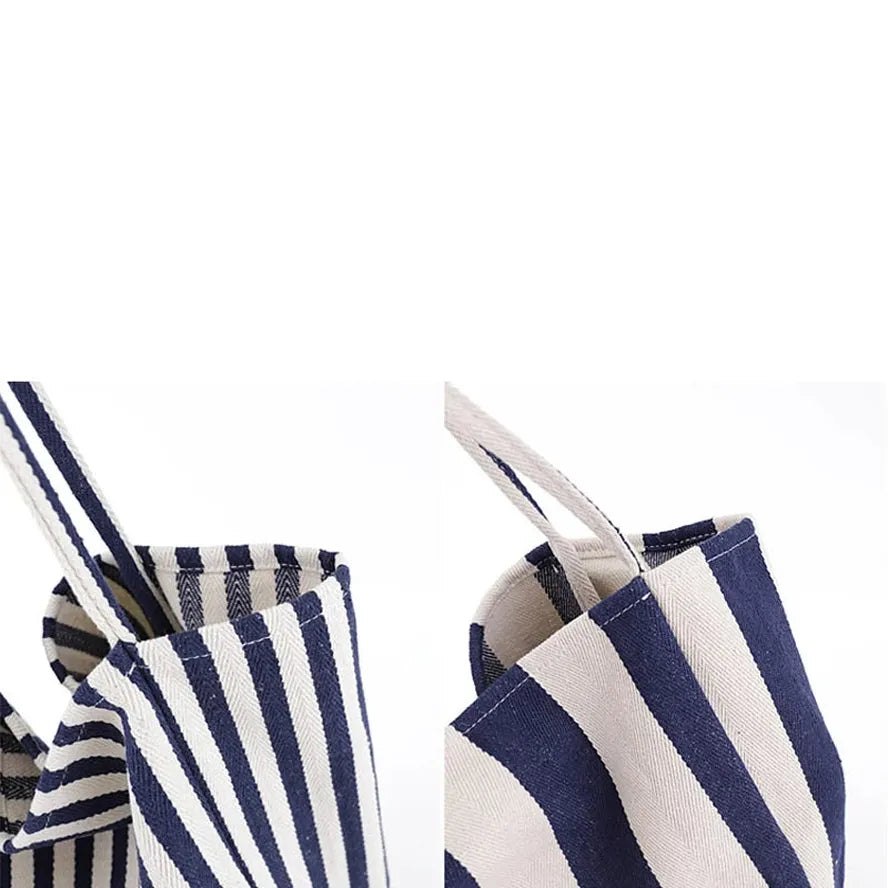JMT-231306 Women's Striped Tote Bag – Casual Korean Handbag for Shopping and Everyday Use
