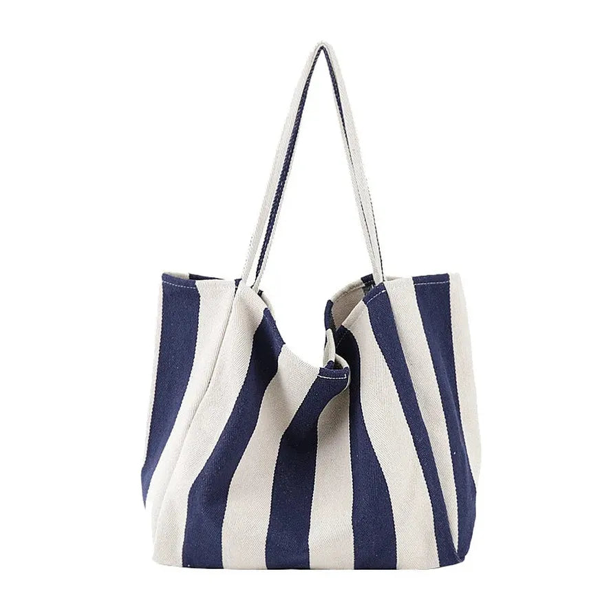 JMT-231306 Women's Striped Tote Bag – Casual Korean Handbag for Shopping and Everyday Use