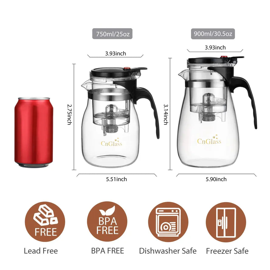 JMT-231882 Borosilicate Glass Brew Pot with Press for Coffee and Tea, Stovetop Safe, 30.5oz Capacity
