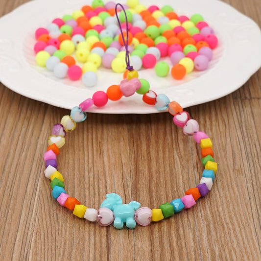 JMT-231946 Candy Color Acrylic Beads Mobile Phone Lanyard with Adjustable Length for Unisex Use