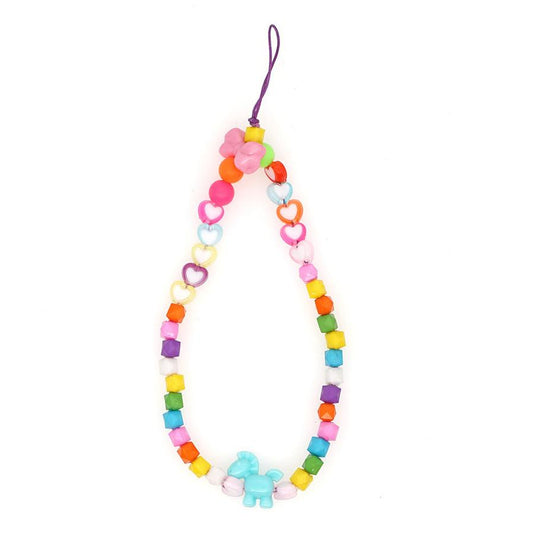 JMT-231946 Candy Color Acrylic Beads Mobile Phone Lanyard with Adjustable Length for Unisex Use