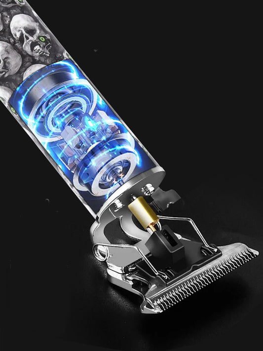 JMT-232010 Rechargeable Mini Hair Clipper with Waterproof Design - Red Skull Edition