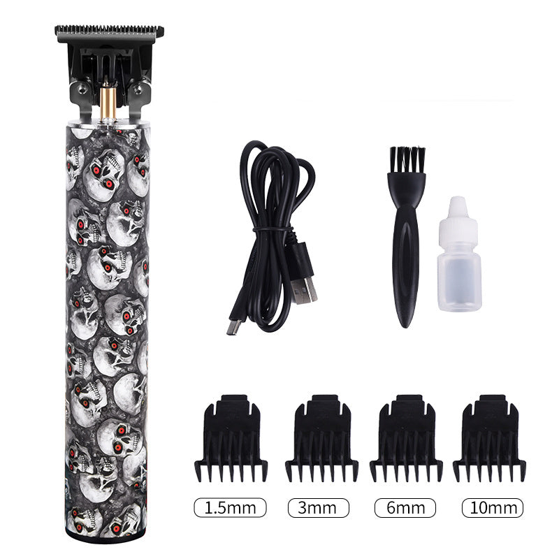 JMT-232010 Rechargeable Mini Hair Clipper with Waterproof Design - Red Skull Edition