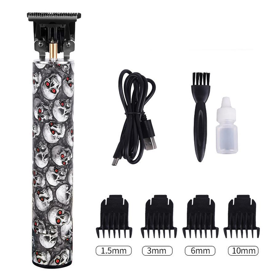 JMT-232010 Rechargeable Mini Hair Clipper with Waterproof Design - Red Skull Edition