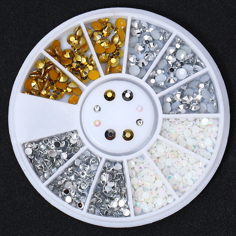 JMT-232074 Gold and Silver Magic Color Flat Bottom Rhinestone Disc for Nail Art