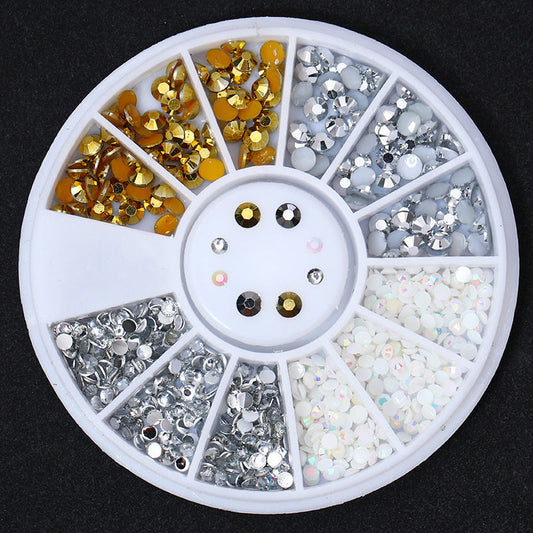 JMT-232074 Gold and Silver Magic Color Flat Bottom Rhinestone Disc for Nail Art