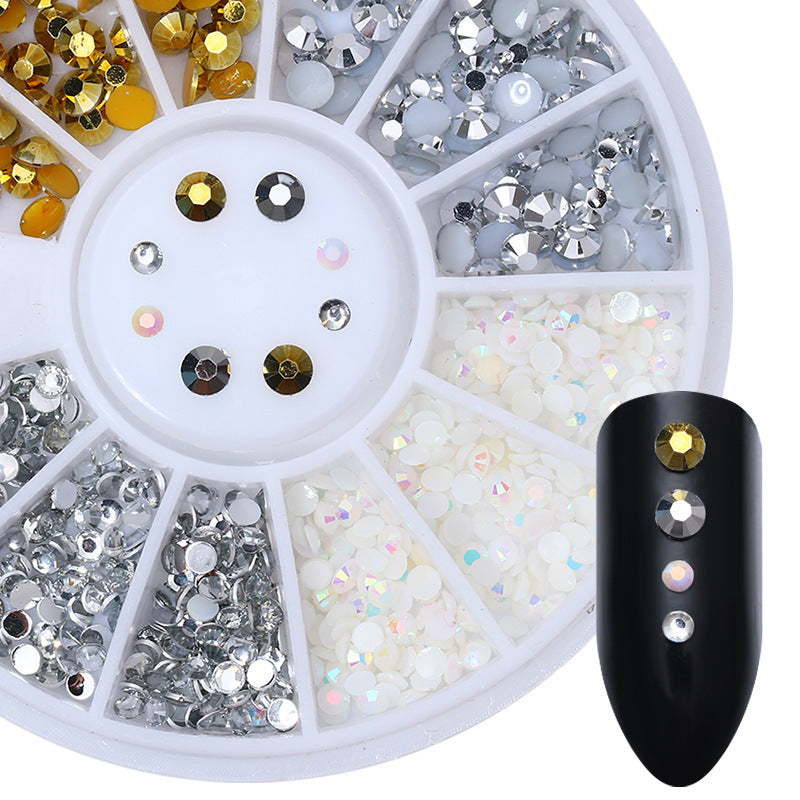 JMT-232074 Gold and Silver Magic Color Flat Bottom Rhinestone Disc for Nail Art