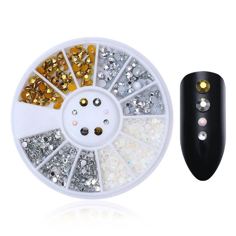 JMT-232074 Gold and Silver Magic Color Flat Bottom Rhinestone Disc for Nail Art