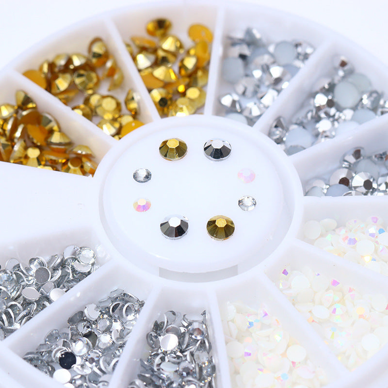 JMT-232074 Gold and Silver Magic Color Flat Bottom Rhinestone Disc for Nail Art