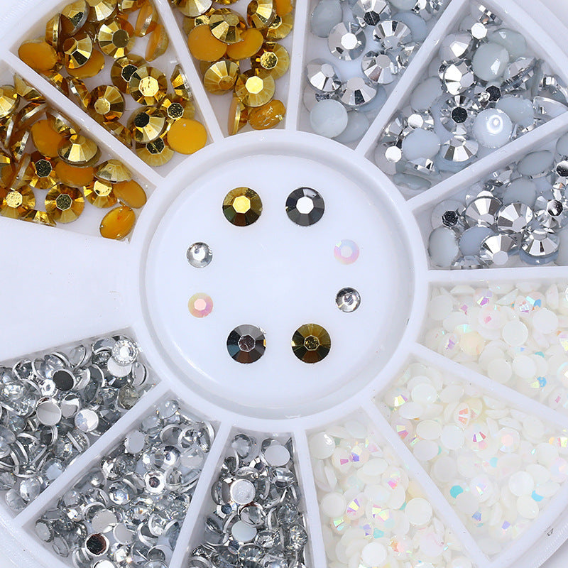 JMT-232074 Gold and Silver Magic Color Flat Bottom Rhinestone Disc for Nail Art