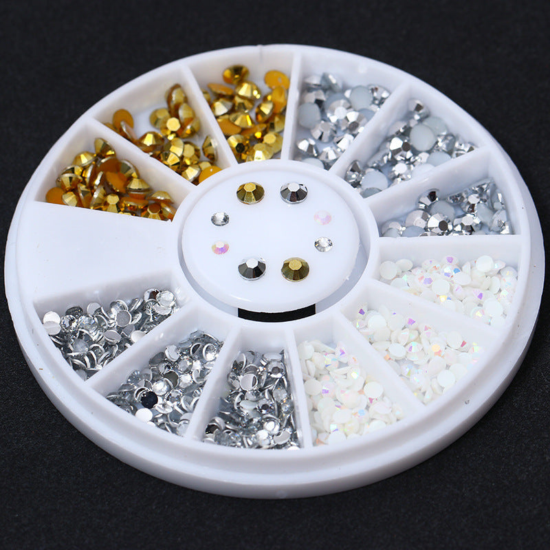 JMT-232074 Gold and Silver Magic Color Flat Bottom Rhinestone Disc for Nail Art