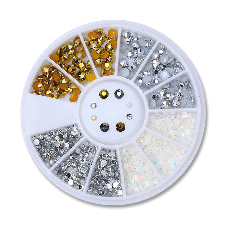 JMT-232074 Gold and Silver Magic Color Flat Bottom Rhinestone Disc for Nail Art