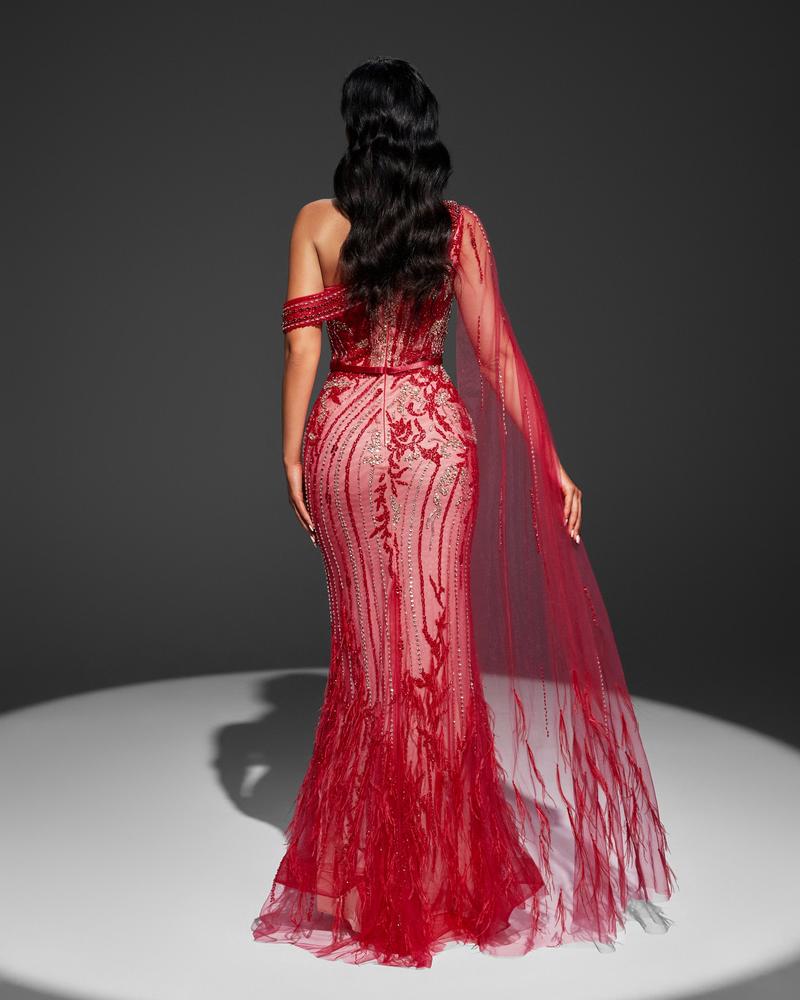 JMT-233162 Red Evening Gown with Elegant Design for Women, Model SH0072