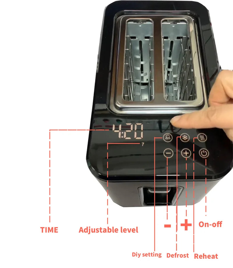 JMT-233738 Large White Toaster Oven with Touch Screen Timer for 2 Slices of Bread